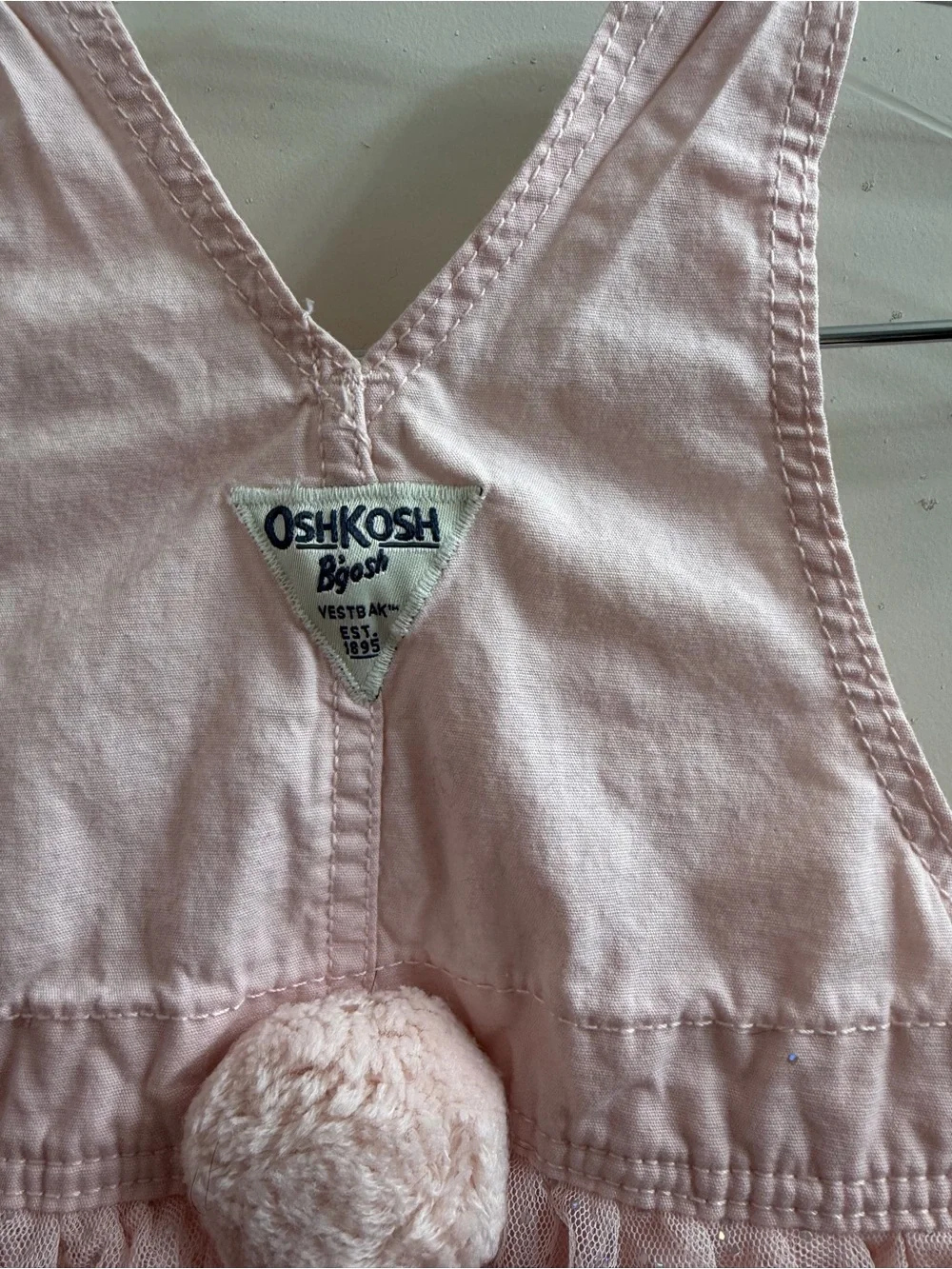 OshKosh B'gosh Pink Sparkle Tulle Overall Dress with Bunny Face